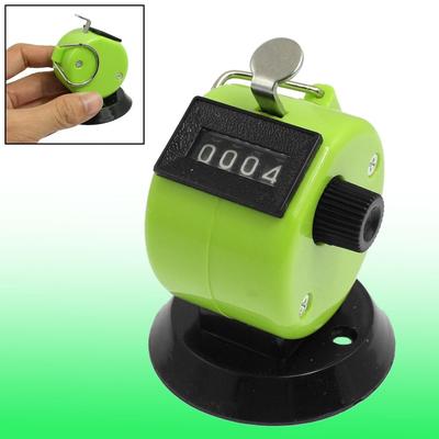 Round Base Resettable Hand Clicker Golf 4 Numbers Tally Counter - Black, Green