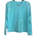 Athleta Swim | Athleta Swim Summer Shade Rash Guard Aqua Blue With White Top Women’s Size M | Color: Blue/Green | Size: M