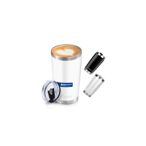 Edelstahl Thermo Kaffeebecher mit Deckel 600ml (weiß)