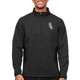 Men's Antigua Heathered Black Chicago White Sox Course Quarter-Zip Pullover Top