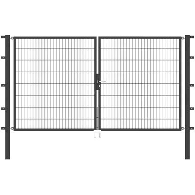 Zaundoppeltür ALBERTS "Flexo", grau (anthrazit), B:300cm H:160cm, Stahl, Tore, 300 cm Breite (150cm + 150cm), in versch.