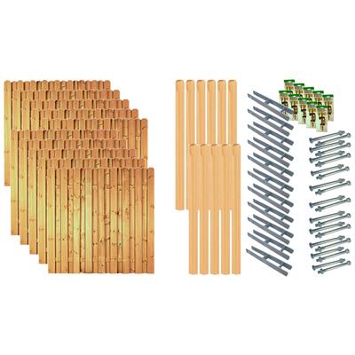 Bohlenzaun TETZNER & JENTZSCH "Los Angeles 8", grün (grün, braun), H:180cm, Holz, Stahl, Zaunelemente, 10 Elemente, LxH: