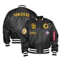 Men's New Era x Alpha Industries Black/Camo San Diego Padres Reversible Full-Zip Bomber Jacket