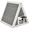 Goplus - Maison Triangulaire pour Chat,Maison de Chat en Bois Massif,Cabine pour Chat, Abri pour