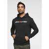 Kapuzensweatshirt JACK & JONES "Logo Hoodie Oldschool", Herren, Gr. S, schwarz, angeraute Sweatware, Obermaterial: 70% Baumwolle, 30% Polyester, bedruckt, casual, normal normal, Rundhals, Langarm Rippbündchen, Sweatshirts