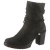 Winterstiefelette RIEKER, Damen, Gr. 40, schwarz, Nubuklederimitat, elegant, Schuhe, Boots, Trichterabsatz, Warmfutter, mit gerafftem Schaft