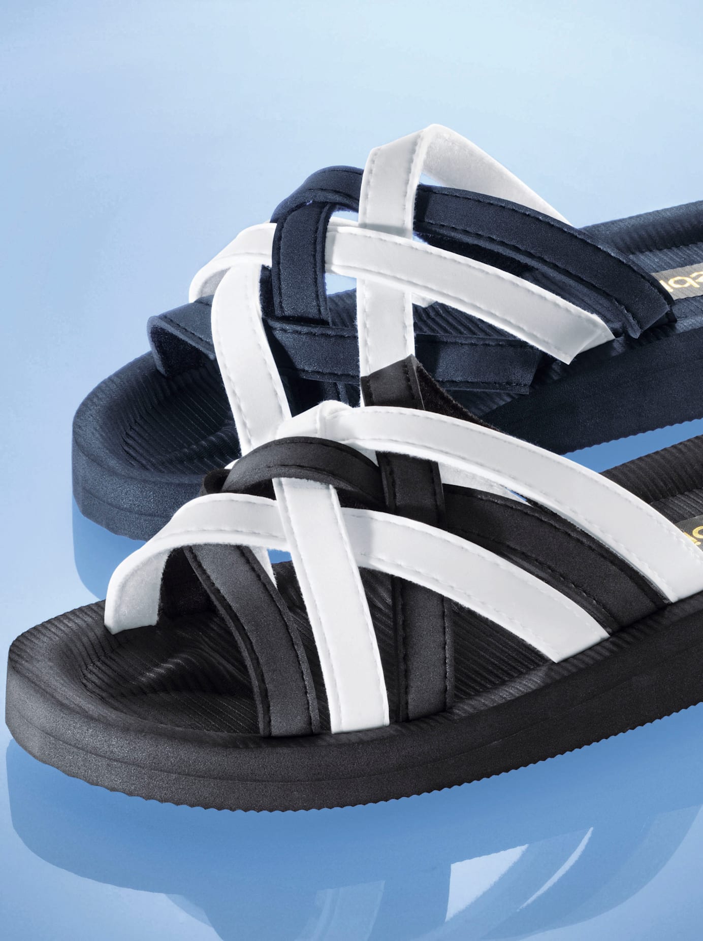 Badepantolette SIEBI`S, Gr. 39, schwarz-weiß (schwarz, weiß), Synthetik, Schuhe Pantolette