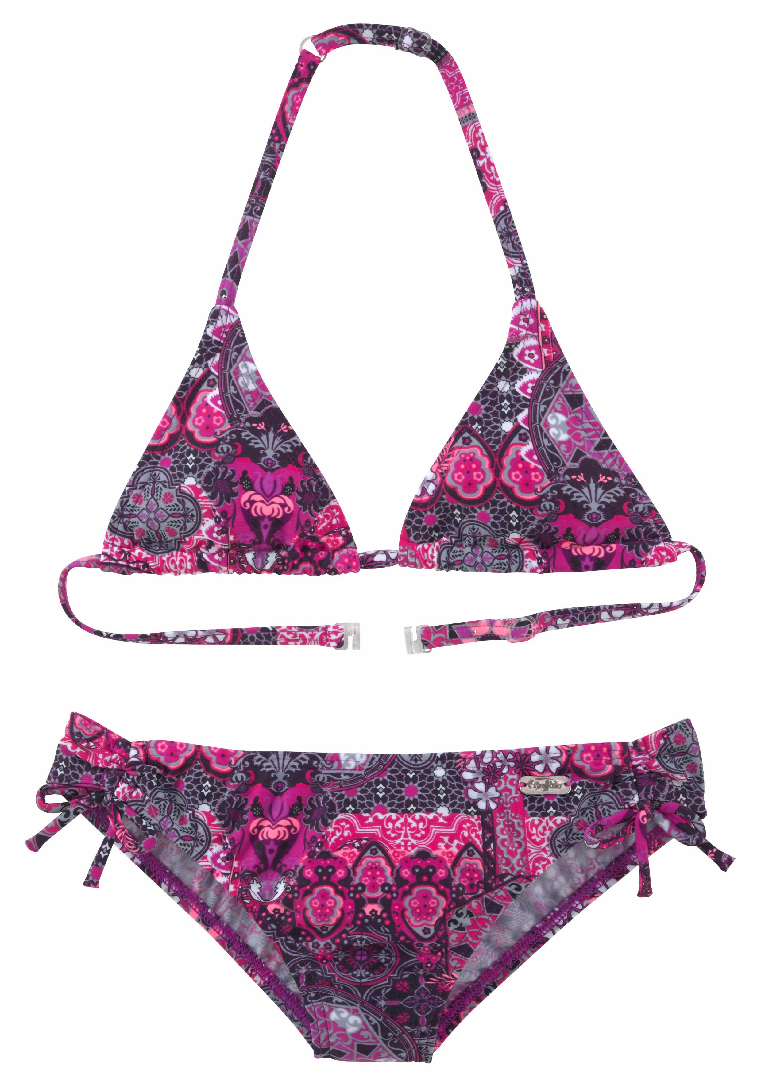 Triangel-Bikini BUFFALO "Shari Kids", Kinder, Gr. 122/128, N-Gr, lila (aubergine, bedruckt), Polyamid, Paisleymuster, Bikini-Sets, im Folklore-Print Image