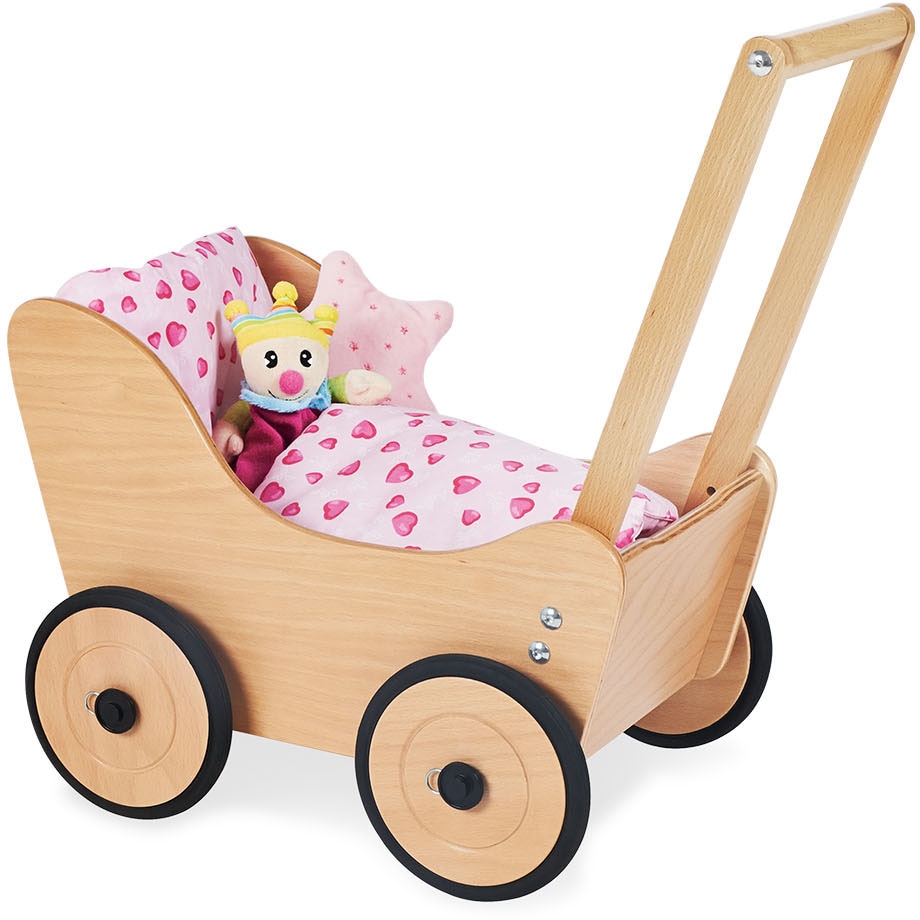 Puppenwagen PINOLINO "Sarah", beige (natur), Puppenwagen, KinderB:55cm H:58cm T:35cm, Holz, Made in Europe, B:55cm H:58cm T:35cm