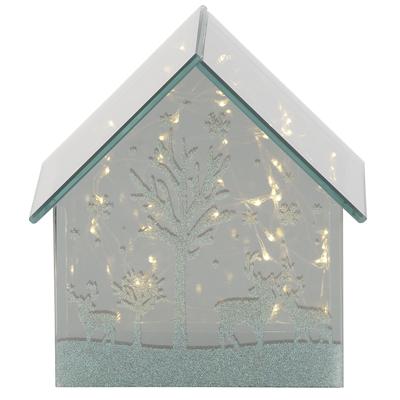 Weihnachtshaus HOME AFFAIRE "Galway, Weihnachtsdeko", silber (silberfarben), B:14cm H:14,5cm T:9cm, Glas, Weihnachtsdörfer, LED-Haus aus Glas, mit spiegelnder Oberfläche Image