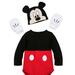 Disney Costumes | Disney Mickey Mouse Costume Baby Bodysuit Size 9-12m | Color: Black/Red | Size: 9-12 Month