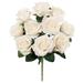 Set of 3 Ivory Artificial Day Queen Rose Flower Stem Bush Bouquet 18in - 18" L x 12" W x 12' DP