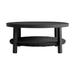 Cayman Black Aluminum Outdoor Round Conversation Table with Wicker Shelf