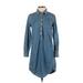 J.Crew Factory Store Casual Dress - Shirtdress: Blue Dresses - Women's Size 2X-Small