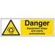 VSafety 65035BP-S'Danger Equipment Stop/Start Automatically' Schild, 600 mm x 200 mm (3 Stück)