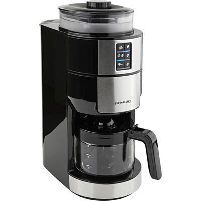 PRIVILEG Kaffeemaschine mit Mahlwerk "CM1121-GS" Kaffeemaschinen Individueller Mahlgrad, programmierbare Kaffeestärke. Gr. 6 Tasse(n), silberfarben (silberfarben/schwarz)