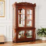 DAE Mirrored Back Lighted Curio Cabinet Wood/Glass in Brown | 86.5 H x 51.5 W x 20.5 D in | Wayfair 62023
