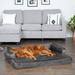 FurHaven Plush & Velvet Comfy Couch Sofa-Style Pet Bed Memory Foam/Metal in Gray | 8.5 H x 40 W x 32 D in | Wayfair 66536537