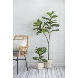 Joss & Main 55.1" Artificial Fiddle Leaf Fig Tree in Pot | 55.1 H x 13.4 W x 18.9 D in | Wayfair 242E60AF14B249A7AC8548E6093178EE