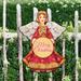 The Holiday Aisle® Merry Christmas Angel Diminutive Wall Decor Wood in Brown/Red/White | 12 H x 9 W x 0.3 D in | Wayfair