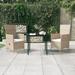 Winston Porter 3 Piece Patio Dining Set w/ Cushions Beige Glass/Wicker/Rattan in Brown | 29.13 H x 31.5 W x 35.43 D in | Wayfair