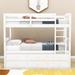 Harriet Bee Twin Over Twin 3 Drawers Wooden Bunk Bed w/ Twin Size Trundle in White | 68 H x 42 W x 79 D in | Wayfair