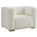 Accent Chair - Mercer41 Orlene Accent Chair, Soft Creme Velvet w/ Gold Legs Velvet in Brown/White/Yellow | 32 H x 43 W x 35 D in | Wayfair