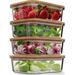 Prep & Savour Glass Food Storage Containers w/ Bamboo Lid (Pack Of 4, 36 Oz) Glass | 11.81 H x 9.33 W x 7.05 D in | Wayfair