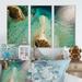 Highland Dunes Aerial View Turquoise Water On Beah - Nautical & Coastal Framed Canvas Wall Art Set Of 3 Canvas, in Blue/Brown/Green | Wayfair