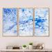 Wrought Studio™ Blue & White Liquid Marble Art - Modern Framed Canvas Wall Art Set Of 3 Canvas, Wood in Blue/White | 28 H x 36 W x 1 D in | Wayfair