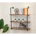 Williston Forge Argante 3 Piece Tiered Shelf Wood/Metal in Black/Brown/Green | 35.82 H x 35.43 W x 12.64 D in | Wayfair