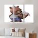 Redwood Rover Cute Cartoon Teddy Bear w/ Little White Hare III - 3 Piece Floater Frame Print on Canvas Metal in Brown | 32 H x 48 W x 1 D in | Wayfair