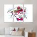 Trinx Portrait of A Dog w/ Fuchia Glasses & A Hat - 3 Piece Floater Frame Print on Canvas Canvas, Wood in White | 20 H x 36 W x 1 D in | Wayfair