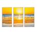 Highland Dunes Sunset on Beautiful Sand Beach w/ Blue Sea Water - 3 Piece Floater Frame Print on Canvas Canvas, in White | Wayfair