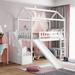 Contemporary Style Twin Loft Bed with Two Drawers and Slide, House Bed with Slide