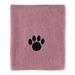 Rose Embroidered Paw Pet Towel, 44" L X 27.5" W X 0.2" H, Medium/Large, Pink