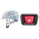 uvex Unisex – Erwachsene, True cc Fahrradhelm, papyros - peakock mat, 52-55 cm & Unisex Plug-in Led Xb048 Finale Visor Fahrradhelm Beleuchtung, red-Black, Einheitsgröße EU