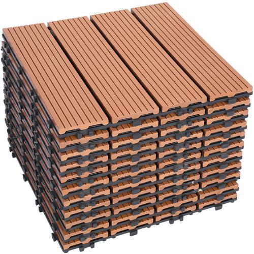 Swanew – wpc Fliesen Terrassenfliesen 55 Stück = 5m² Terrassendielen Holz-Optik 30x30cm, Fliese