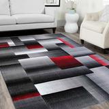 HR Lava/Grey/Silver/Black/Abstract Rug Modern Contemporary Geometric Cube Square Pattern Carpet