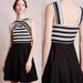 Anthropologie Dresses | Anthropologie Maeve Crosswise Black And White Striped Cross Strap Flare Dress 8 | Color: Black/White | Size: 8