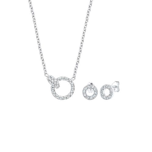 Elli – Elli Schmuckset Kette Stecker Geo Kristalle 925 Silber Schmuck-Set Damen