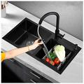 Black Grey Double Bowl Kitchen Sink Stainless Steel Brushed Sink Drainer And Installation Kit Suitable For Kitchen, Dining Room (Color : D, Size : 82x45x20cm)