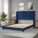 Flash Furniture Rancoff Platform Bed w/ Wingback Headboard Upholstered/Velvet, Wood in Blue | 52.25 H x 66.5 W x 84.5 D in | Wayfair