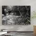 East Urban Home '1970s Stream w/ Stone Bridge in ed Area' Photographic Print on Wrapped Canvas in Black/Gray/White | 18 H x 26 W x 1.5 D in | Wayfair