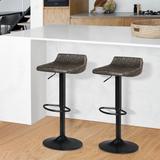 Orren Ellis Outdoor Swivelling Rattan Wicker Bar Stools Height-adjustable Dining Chairs w/ Footrest in Black/Brown | Wayfair