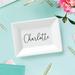 Trinx Personalized Planet Script Name Rectangular White Trinket Dish w/ Custom Name Printed | 1 H x 4 W x 4 D in | Wayfair