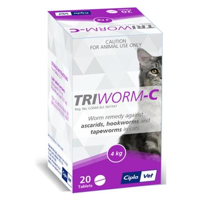 Triworm-C Dewormer For Cats 4 Tablet