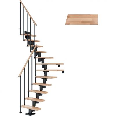 DOLLE Mittelholmtreppe Dublin, inkl. einseitigem Geländer, Einzelstab (anthrazit), 1/4 gewendelt,240 cm - 292 cm,65 cm,B