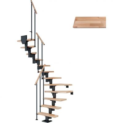 DOLLE Mittelholmtreppe Dublin, inkl. einseitigem Geländer, Einzelstab (anthrazit), 1/2 gewendelt,259 cm - 315 cm,65 cm,Buche Image
