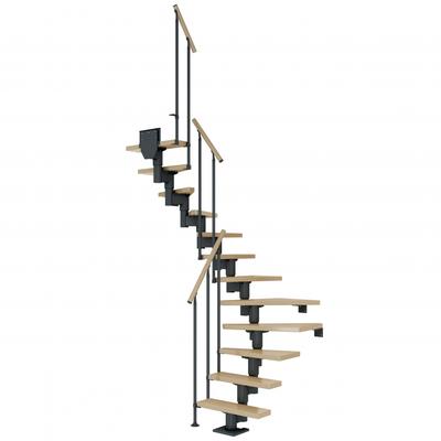 DOLLE Mittelholmtreppe Dublin, inkl. einseitigem Geländer, Einzelstab (anthrazit), 1/2 gewendelt,278 cm - 337 cm,65 cm,A